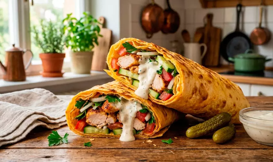 Домашняя шаурма с курицей (500 ккал) — рецепт с пошаговым фото, сочная как в кафе