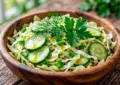 Салат из молодой капусты с огурцами