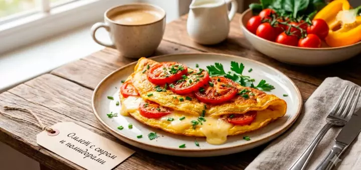 Омлет с сыром и помидорами