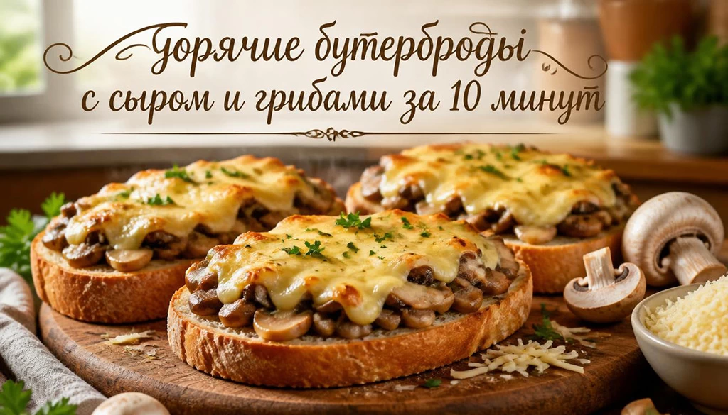 Горячие бутерброды с сыром и грибами