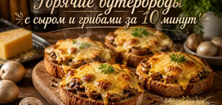Горячие бутерброды с сыром и грибами