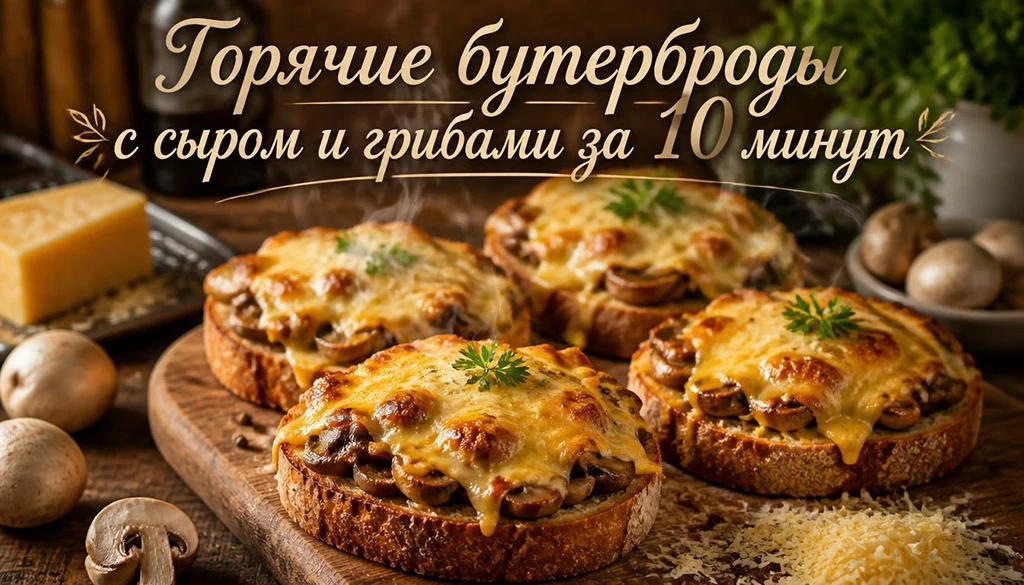 Горячие бутерброды с сыром и грибами